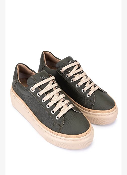 Tamer Tanca Kadın Hakiki Deri Haki Sneakers & Spor Ayakkabı - Görsel 3