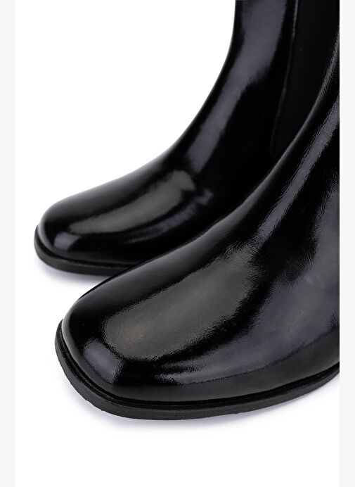 Tamer Tanca Kadın Hakiki Deri Siyah Rugan Topuklu Bot - Görsel 4