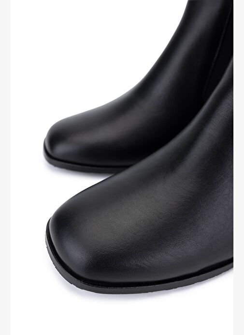 Tamer Tanca Kadın Hakiki Deri Siyah Topuklu Bot - Görsel 4