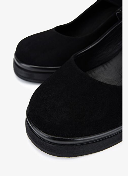 Valmenti Kadın Hakiki Deri Siyah Süet Topuklu Ayakkabı - Görsel 4