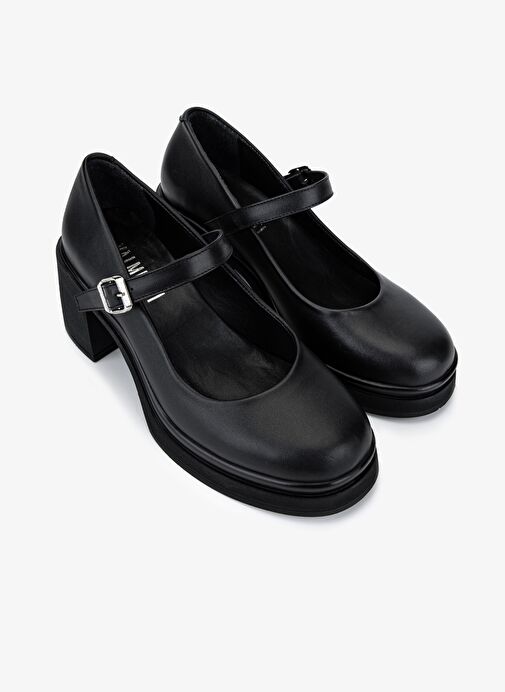 Valmenti Kadın Hakiki Deri Siyah Deri Topuklu Ayakkabı - Görsel 3