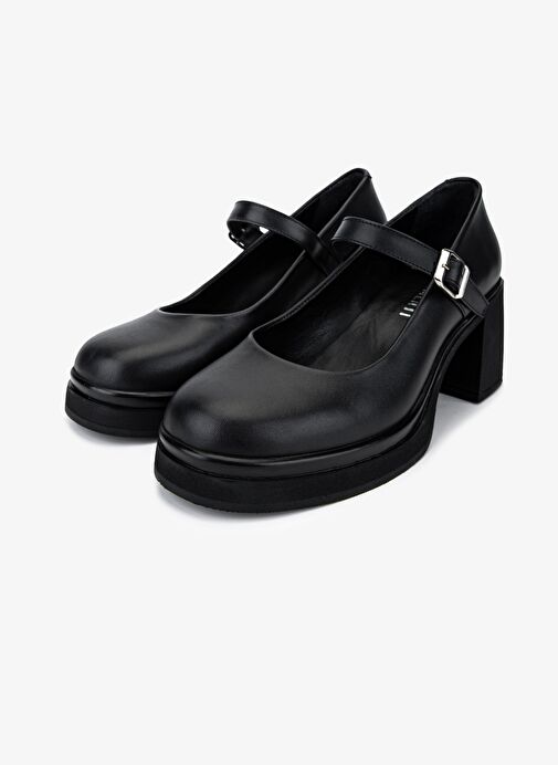 Valmenti Kadın Hakiki Deri Siyah Deri Topuklu Ayakkabı - Görsel 5