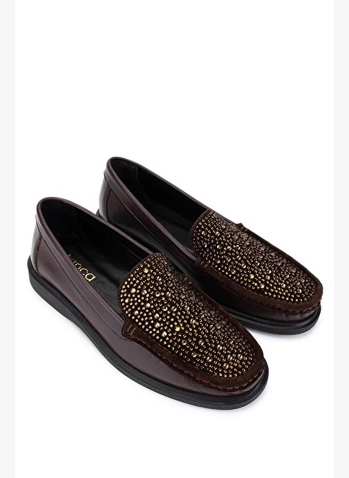 Tamer Tanca Kadın Hakiki Deri Kahverengi Loafer Ayakkabı - Görsel 3