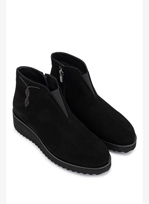 Tamer Tanca Kadın Hakiki Deri Siyah Süet Casual Bot - Görsel 3