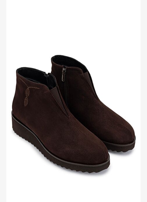 Tamer Tanca Kadın Hakiki Deri Kahverengi Süet Casual Bot - Görsel 3