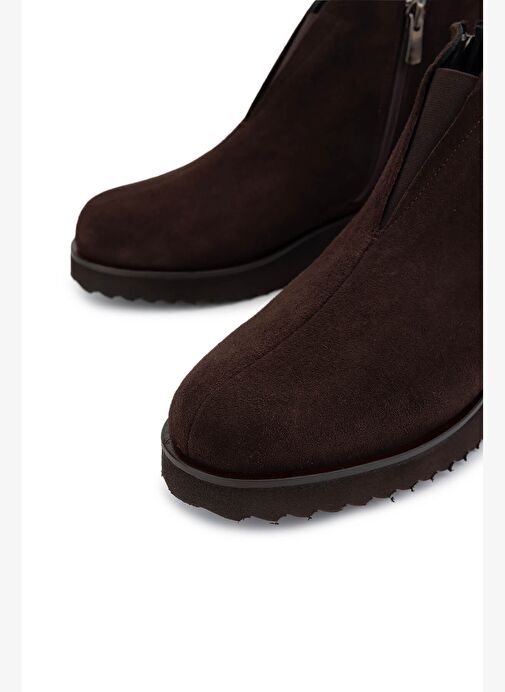 Tamer Tanca Kadın Hakiki Deri Kahverengi Süet Casual Bot - Görsel 4