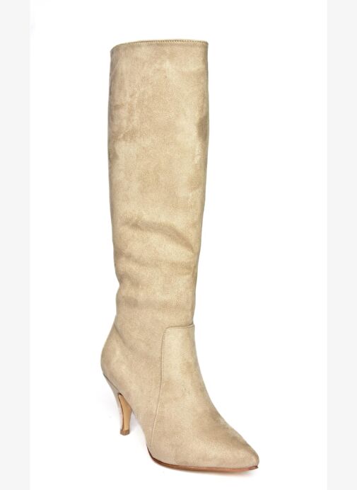 R372453002 Ten Süet İnce Topuklu Kadın Çizme - Görsel 8