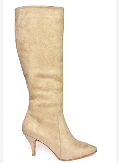 R372453002 Ten Süet İnce Topuklu Kadın Çizme - Görsel 9