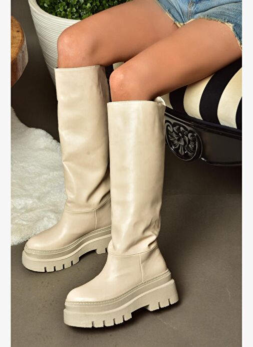 R726947009 Ten Kalın Tabanlı Kadın Çizme - Görsel 2