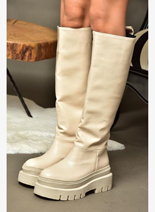 R726947009 Ten Kalın Tabanlı Kadın Çizme - Görsel 4