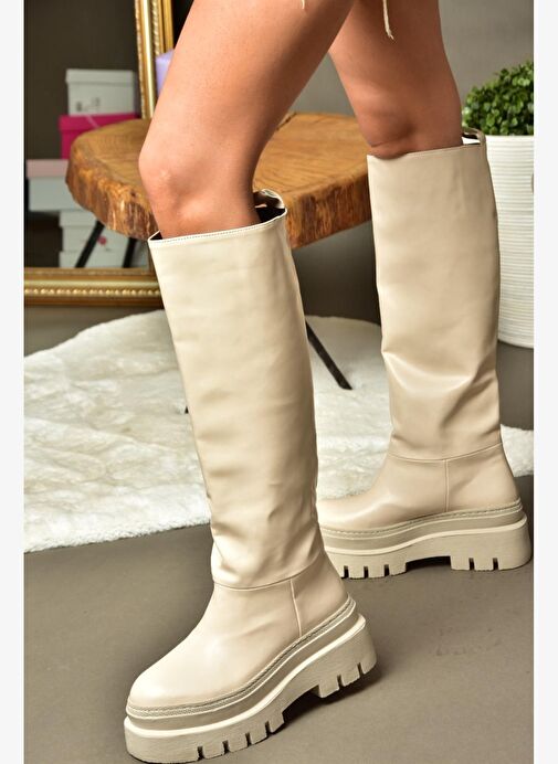 R726947009 Ten Kalın Tabanlı Kadın Çizme - Görsel 6