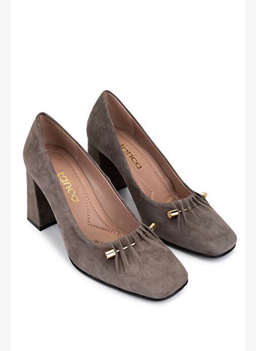 Tamer Tanca Kadın Hakiki Deri Vizon Süet Topuklu Ayakkabı - Görsel 3