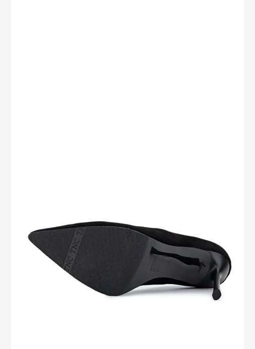 Tamer Tanca Kadın Hakiki Deri Siyah Süet Topuklu Ayakkabı - Görsel 5