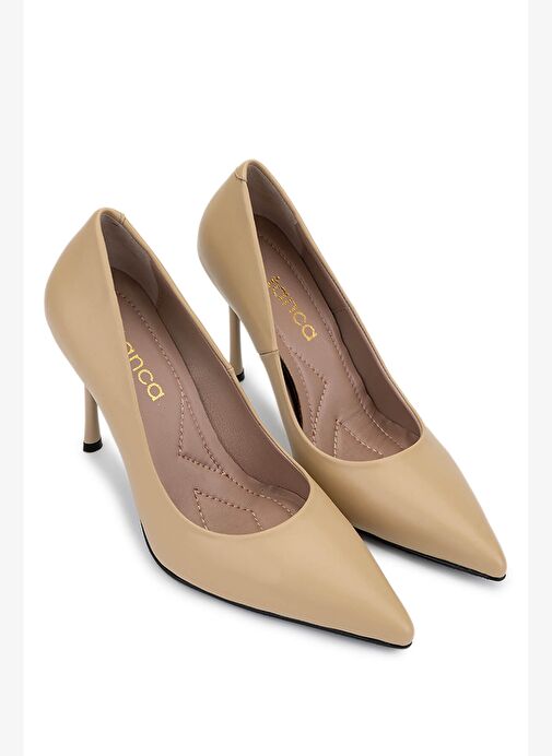 Tamer Tanca Kadın Hakiki Deri Bej Topuklu Ayakkabı - Görsel 3