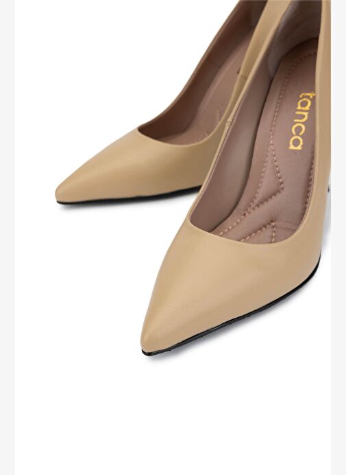 Tamer Tanca Kadın Hakiki Deri Bej Topuklu Ayakkabı - Görsel 4