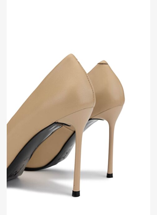 Tamer Tanca Kadın Hakiki Deri Bej Topuklu Ayakkabı - Görsel 5