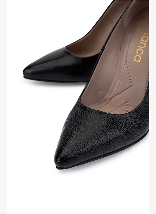 Tamer Tanca Kadın Hakiki Deri Siyah Rugan Topuklu Ayakkabı - Görsel 4