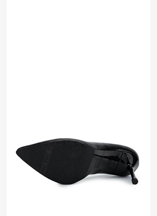 Tamer Tanca Kadın Hakiki Deri Siyah Rugan Topuklu Ayakkabı - Görsel 5