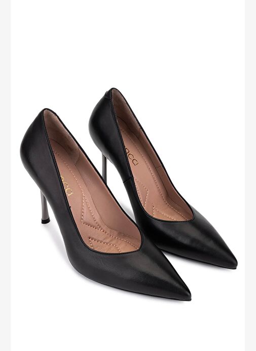 Tamer Tanca Kadın Hakiki Deri Siyah Deri Topuklu Ayakkabı - Görsel 3