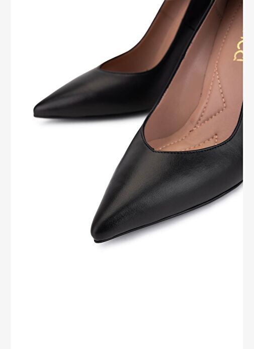 Tamer Tanca Kadın Hakiki Deri Siyah Deri Topuklu Ayakkabı - Görsel 4