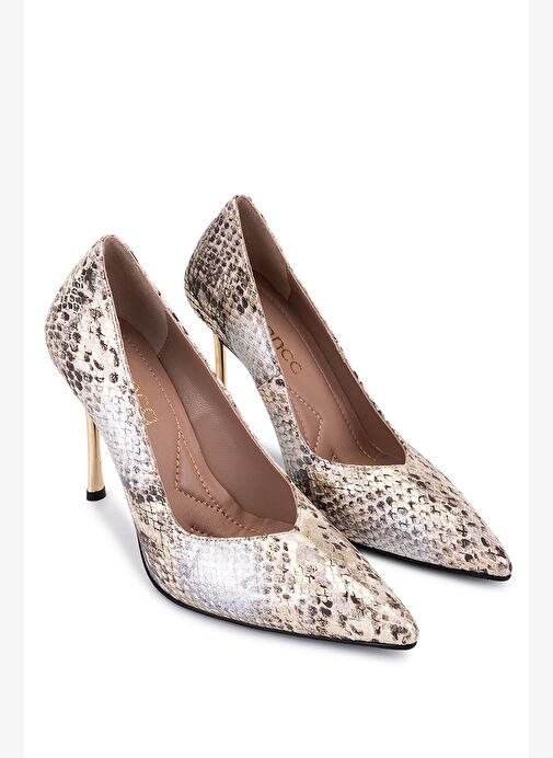 Tamer Tanca Kadın Hakiki Deri Naturel Topuklu Ayakkabı - Görsel 3