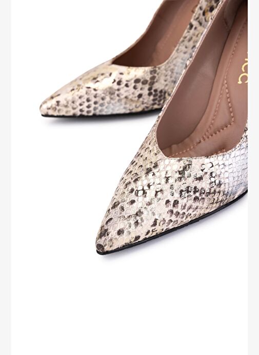 Tamer Tanca Kadın Hakiki Deri Naturel Topuklu Ayakkabı - Görsel 4