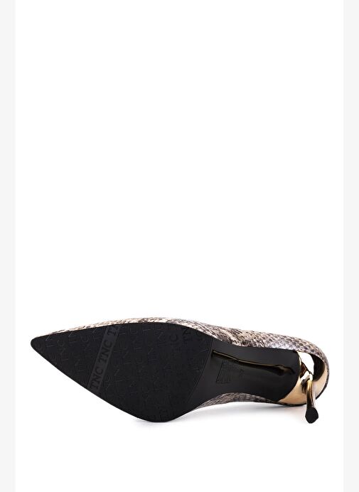 Tamer Tanca Kadın Hakiki Deri Naturel Topuklu Ayakkabı - Görsel 5