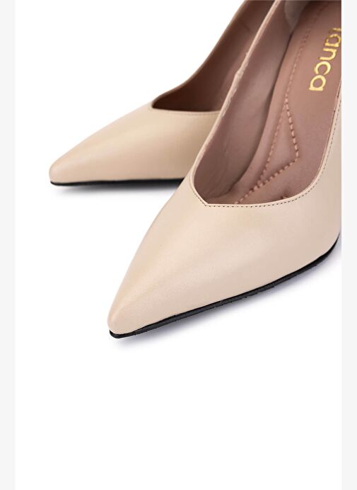 Tamer Tanca Kadın Hakiki Deri Bej Topuklu Ayakkabı - Görsel 4