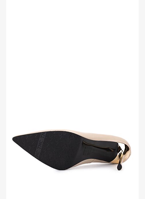 Tamer Tanca Kadın Hakiki Deri Bej Topuklu Ayakkabı - Görsel 5