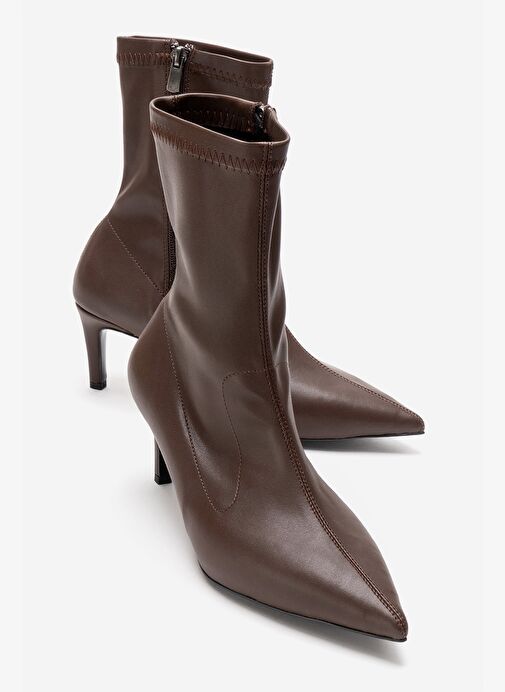 ROSSANO Kahverengi Streç Kadın İnce Topuklu Bot - Görsel 2