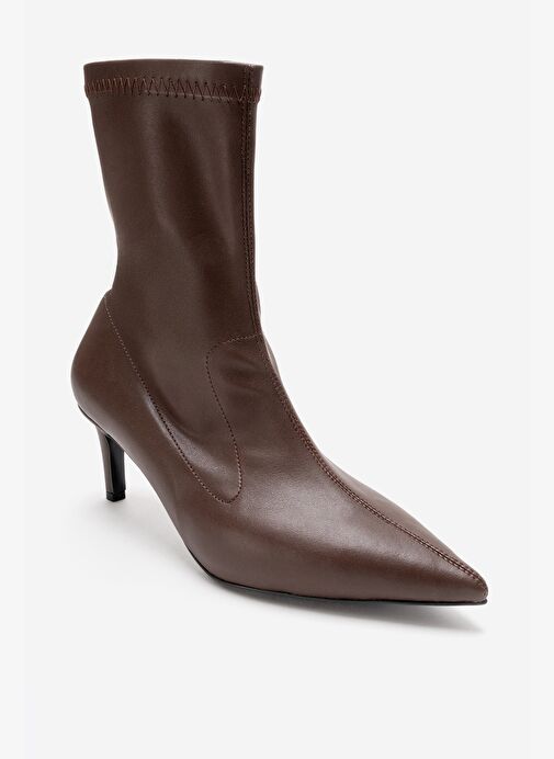 ROSSANO Kahverengi Streç Kadın İnce Topuklu Bot - Görsel 4