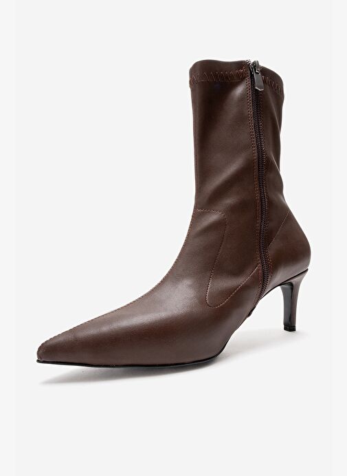 ROSSANO Kahverengi Streç Kadın İnce Topuklu Bot - Görsel 5