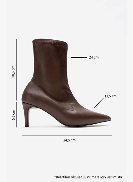 ROSSANO Kahverengi Streç Kadın İnce Topuklu Bot - Görsel 7