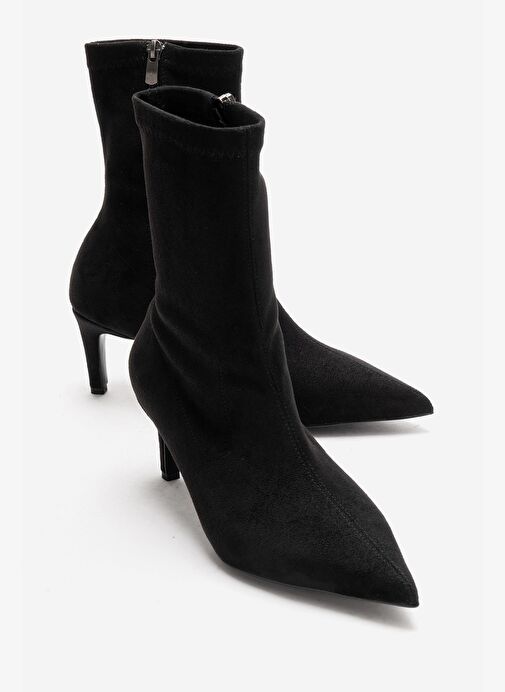 ROSSANO Siyah Süet Kadın İnce Topuklu Bot - Görsel 2