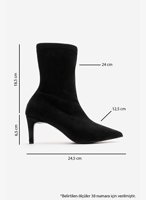 ROSSANO Siyah Süet Kadın İnce Topuklu Bot - Görsel 4