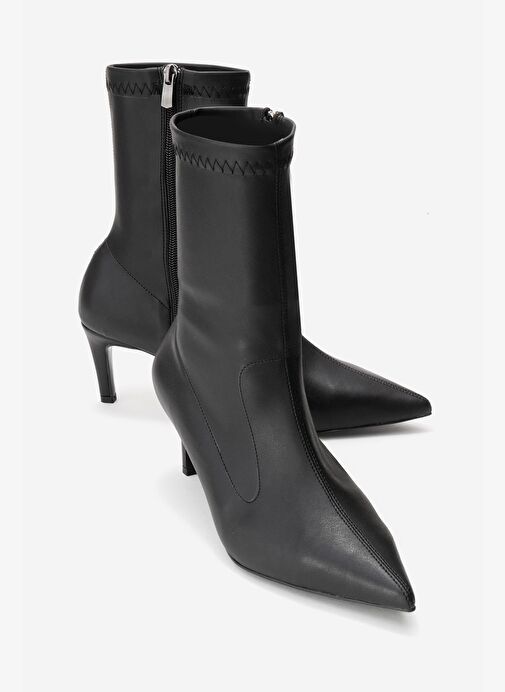ROSSANO Siyah Streç Kadın İnce Topuklu Bot - Görsel 2