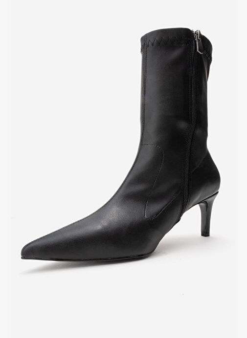 ROSSANO Siyah Streç Kadın İnce Topuklu Bot - Görsel 5