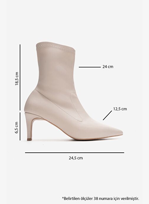 Luvi Shoes Luvi Shoes ROSSANO Bej Streç Kadın İnce Topuklu Bot | Boyner Bej - 4. görsel