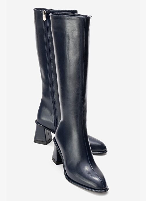 PARADİS Lacivert Cilt Kadın Kalın Topuklu Çizme - Görsel 2