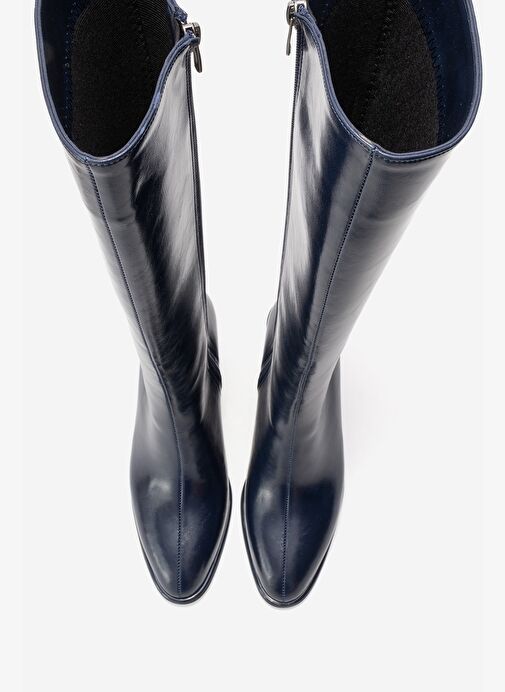 PARADİS Lacivert Cilt Kadın Kalın Topuklu Çizme - Görsel 5