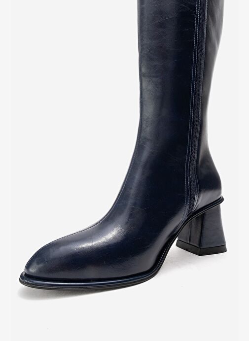 PARADİS Lacivert Cilt Kadın Kalın Topuklu Çizme - Görsel 7