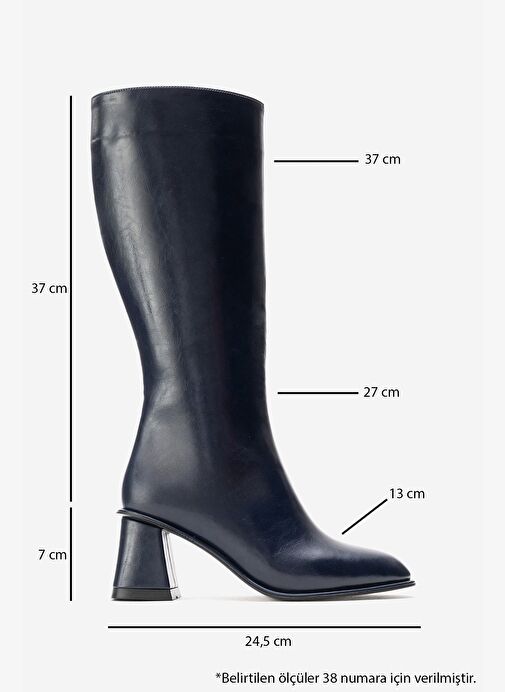 PARADİS Lacivert Cilt Kadın Kalın Topuklu Çizme - Görsel 9