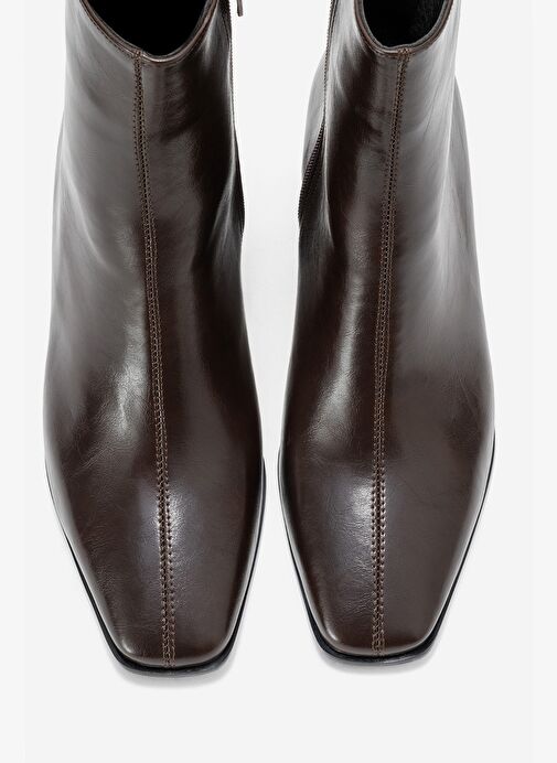 ARVEN Kahverengi Cilt Kadın Kalın Topuklu Bot - Görsel 3