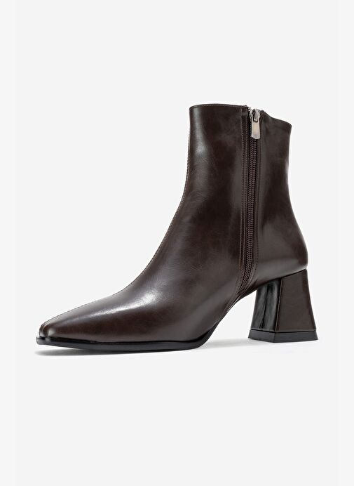 ARVEN Kahverengi Cilt Kadın Kalın Topuklu Bot - Görsel 5