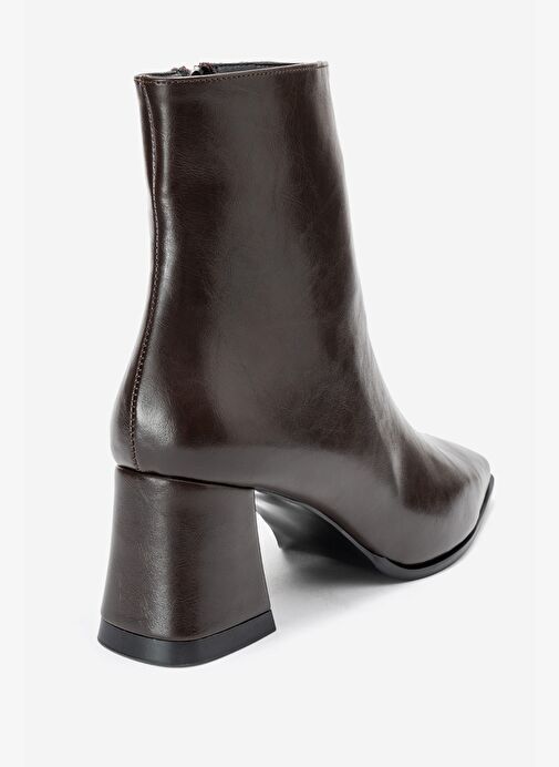 ARVEN Kahverengi Cilt Kadın Kalın Topuklu Bot - Görsel 6