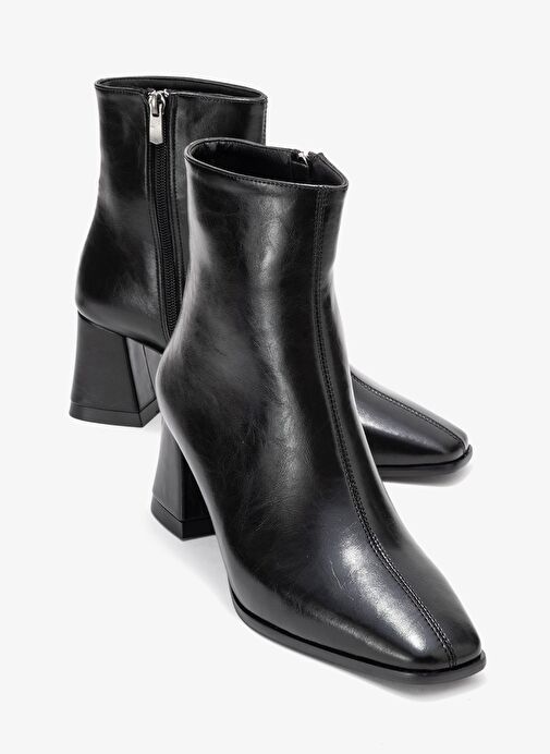 ARVEN Siyah Cilt Kadın Kalın Topuklu Bot - Görsel 2