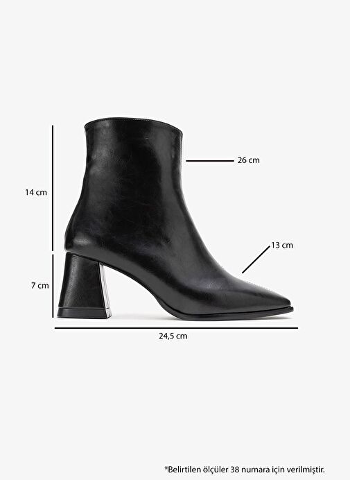ARVEN Siyah Cilt Kadın Kalın Topuklu Bot - Görsel 7
