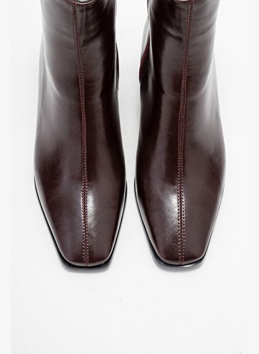 ARVEN Bordo Cilt Kadın Kalın Topuklu Bot - Görsel 3