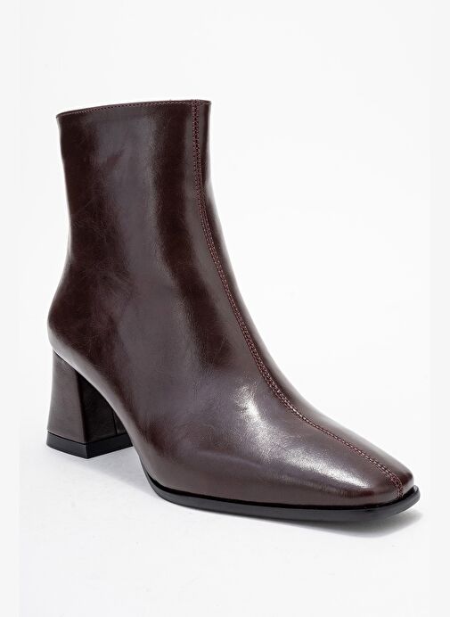 ARVEN Bordo Cilt Kadın Kalın Topuklu Bot - Görsel 4