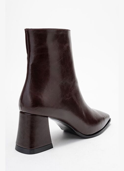 ARVEN Bordo Cilt Kadın Kalın Topuklu Bot - Görsel 6